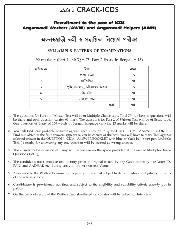 Crack ICDS অঙ্গনওয়াড়ি কর্মী ও সহায়িকা