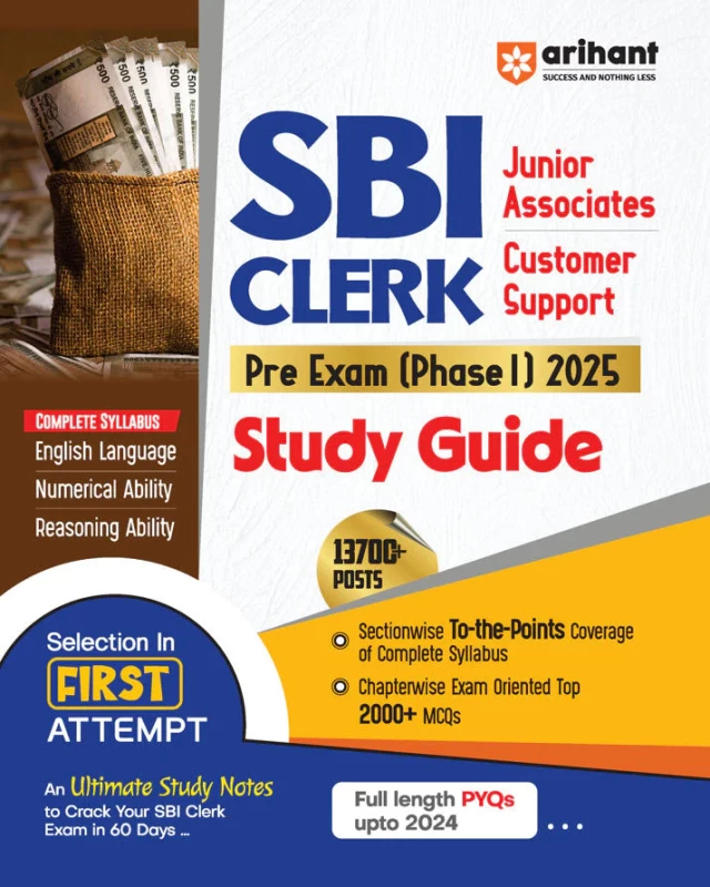 SBI Clerk Junior Associates Customer Support Pre Exam (Phase 1) 2025 | Study Guide | English Medium