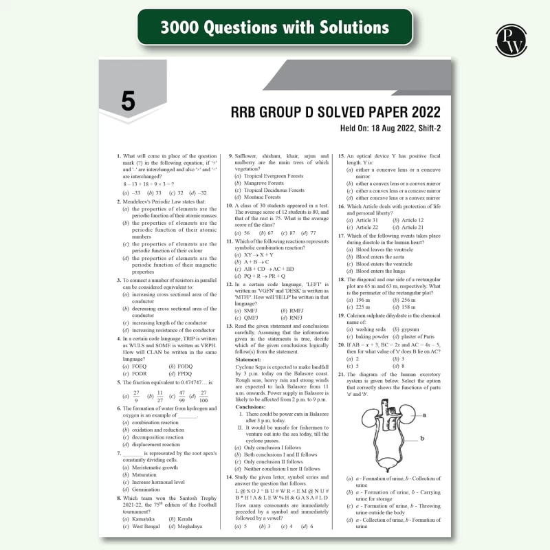 PW 30 RRB Group D Level 1 Previous Years Solved Papers