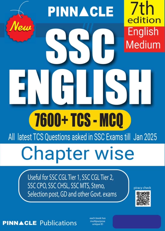 SSC English 7600 TCS MCQ Chapter Wise With Detailed Explanation 6th Edition English Medium (Paperback, Pinnacle Publications)