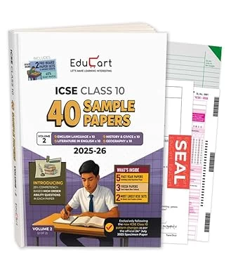 Educart ICSE Class 10 Sample Papers 2026 |Vol 2| - English Paper 1 & 2, History & Civics, Geography | 40 Solved Papers by Agrawal Group