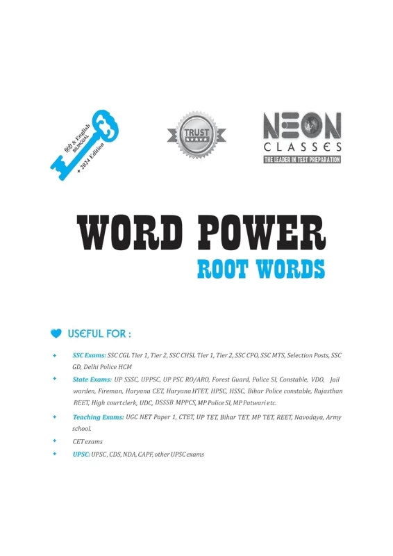 Word Power Root Words by Manisha Bansal | Neon Classes | Comprehensive Vocabulary Guide for Competitive Exams