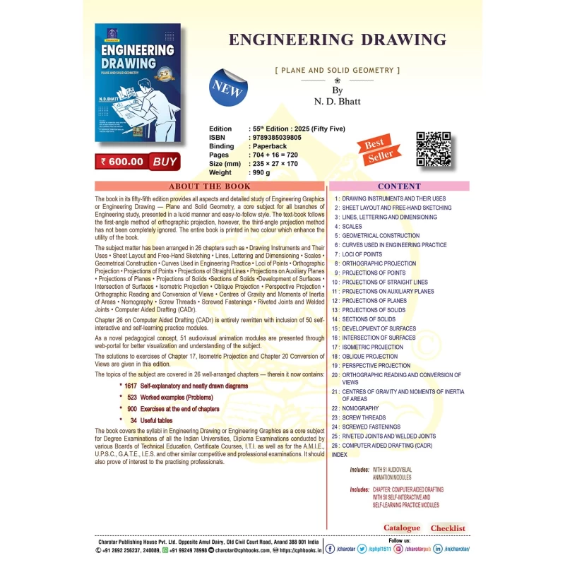 Engineering Drawing: Plane and Solid Geometry by N.D. Bhatt – Comprehensive Guide (Charotar Publishing)